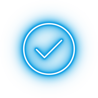Neon blue task complete icon
